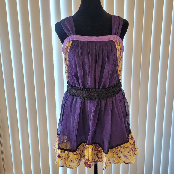 Vibrant Purple Dress with Yellow Accents - Picture 1 of 11